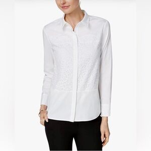 NWT Charter Club Laced White Button Down Shirt Size: 4